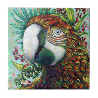 Carreau Parrot Oiseau Tropical Floral Green Art Carrelage 