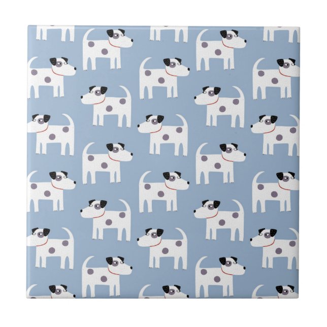 Carreau Parson Jack Russell Terrier Chien Motif bleu (Devant)