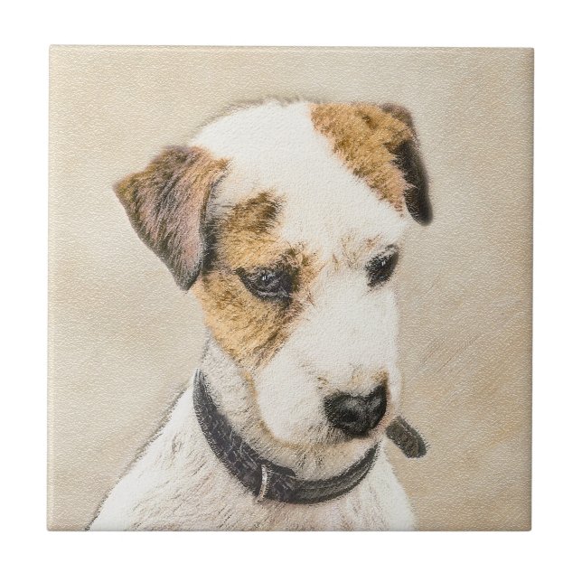Carreau Parson Jack Russell Terrier Peinture - Chien Art (Devant)