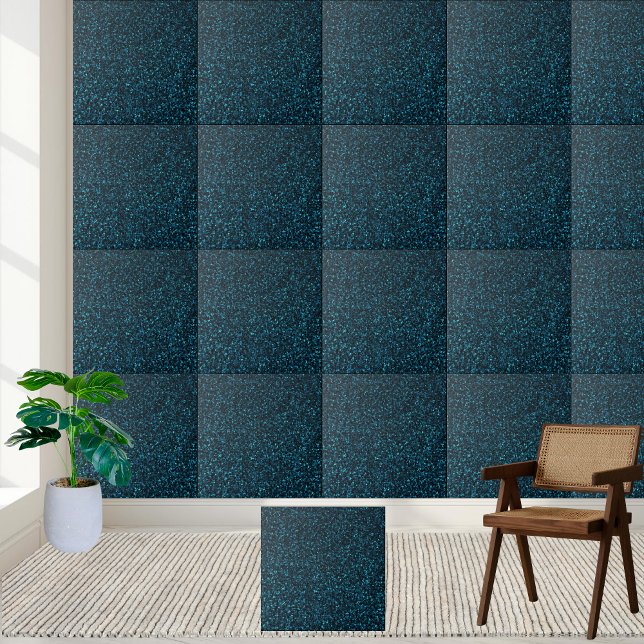 Carreau Particule de Parties scintillant bleue à oeil rayo (Radiant Eye-catching Blue Glitter Particle Ceramic Tile)