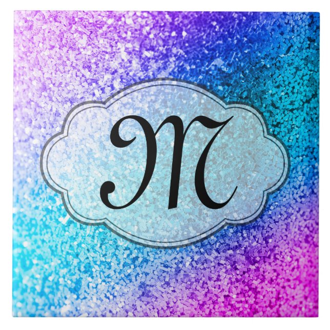 Carreau Parties scintillant à billes Girls rose Monogramme (Devant)