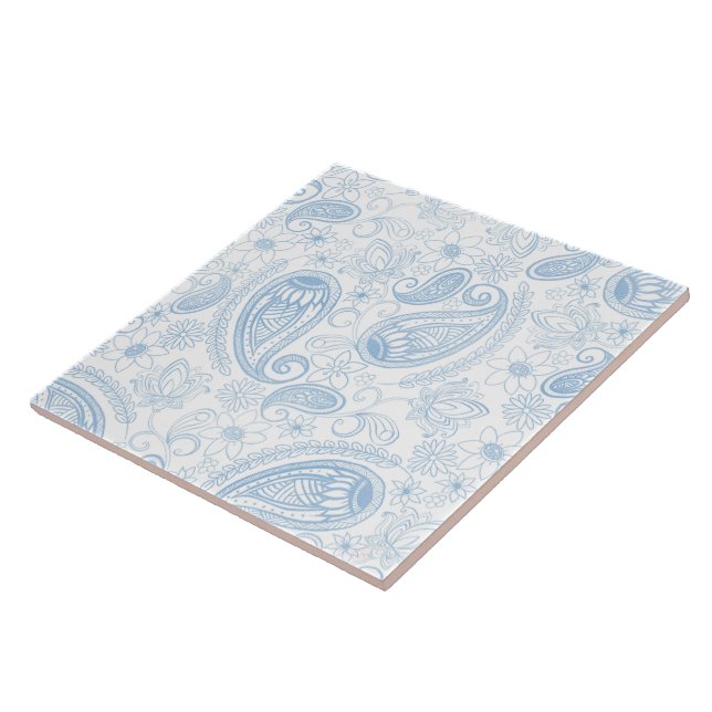 Carreau Parties scintillant bleue classique Paisley Motif  (Côté)
