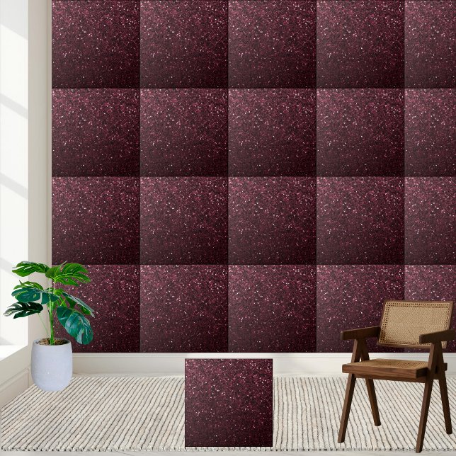 Carreau Parties scintillant Chic Maroon Chimmerge Sol Back (Chic Maroon Glitter Shimmering Floor Backsplash Ceramic Tile)
