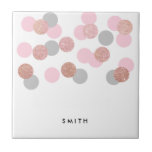 Carreau parties scintillant d'or rose élégant confetti ros<br><div class="desc">Design chic et mignon avec de grandes parties scintillant en or faux rose,  des points de confettis rose et gris.</div>