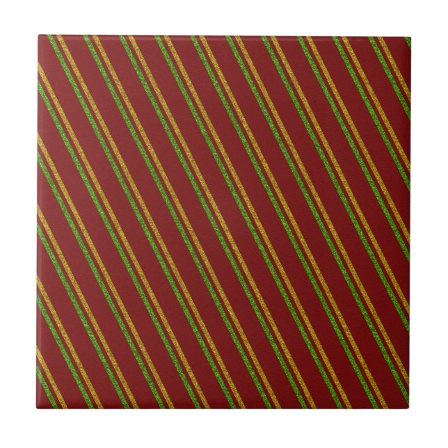 Carreau Parties scintillant Green & Gold Stripes (Devant)