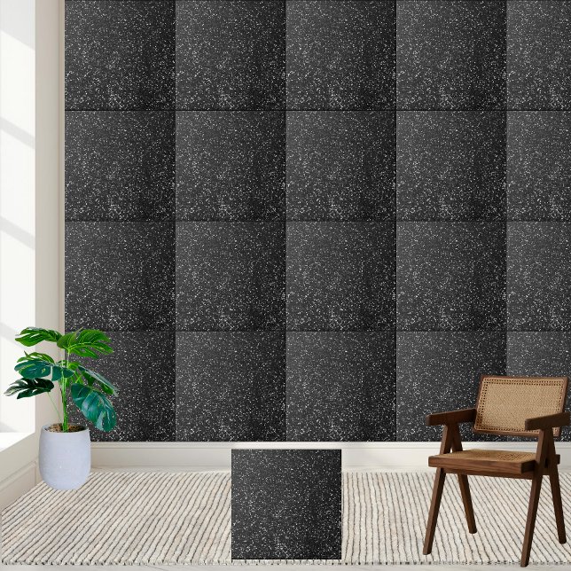 Carreau Parties scintillant noire éclatante Décor maison d (Sparkling Black Glitter Luxury Home Décor Ceramic Tile)