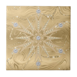 Carreau Parties scintillant Or de luxe Snowflake & Motif D