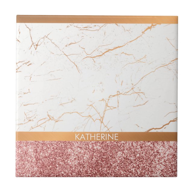 Carreau Parties scintillantes blanches de rose de marbre (Devant)