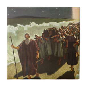 Carreau Passage de la Mer Rouge par Moïse, Religion Vintag