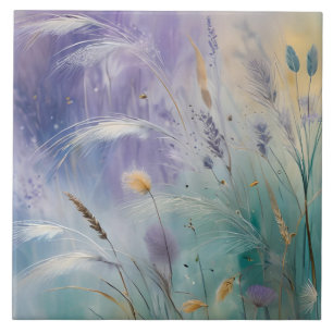Carreau Pastel Abstrait Whispers of Nature, Grasses II