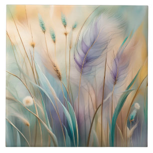 Carreau Pastel Abstrait Whispers of Nature, Grasses III