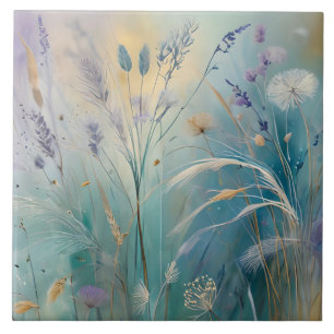 Carreau Pastel Abstrait Whispers of Nature, Herbes