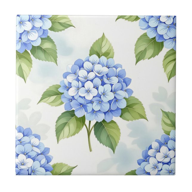 Carreau Pastel Blue Hydrangea Bouquet Pattern (Devant)