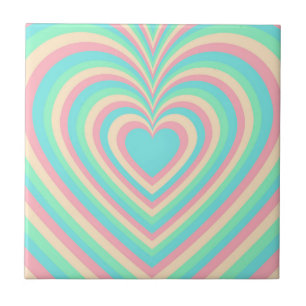 Carreau Pastel Blue Rainbow Hypnotic Heart Lot Motif