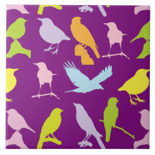 Carreau Pastel Coloured Variété d'oiseaux Motif