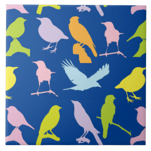 Carreau Pastel Coloured Variété d'oiseaux Motif