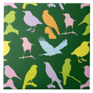 Carreau Pastel Coloured Variété d'oiseaux Motif