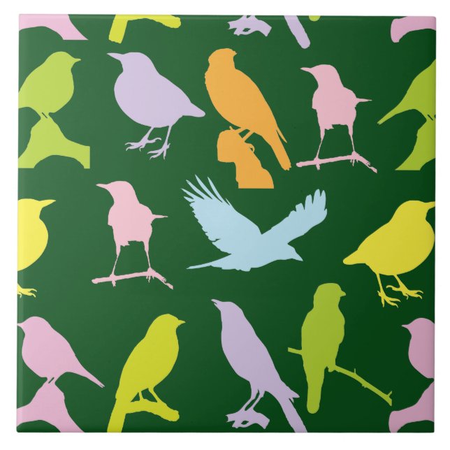 Carreau Pastel Coloured Variété d'oiseaux Motif (Devant)