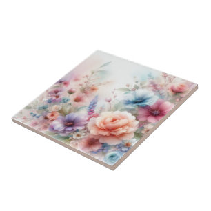 Carreau Pastel Dreamscape Aquarelle Florale