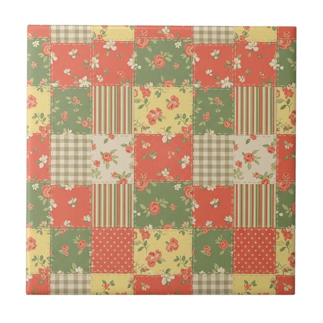 Carreau Pastel Floral Patchwork Picnic Pattern (2) (Devant)