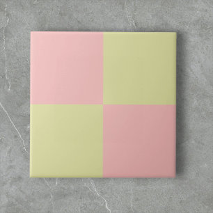 Carreau Pastel Green Pink Checkerboard Moderne Minimaliste