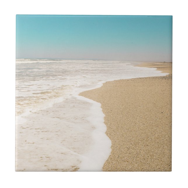 Carreau Pastel Ocean Sandy Beach Sky Waves Foam (Devant)