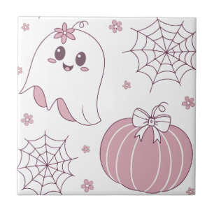 Carreau Pastel Pink Halloween Motif sans couture (3)