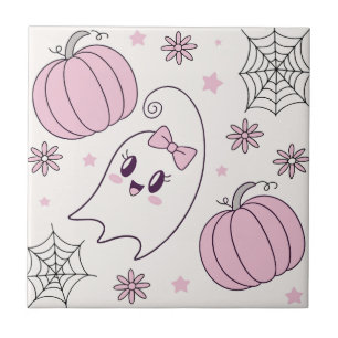 Carreau Pastel Pink Halloween Motif sans couture (4)