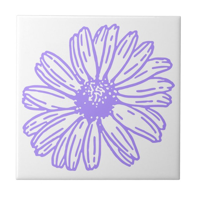 Carreau Pastel Purple Daisy Flower Print, Hippie Floral (Devant)