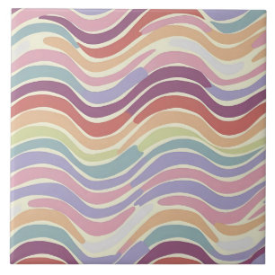 Carreau Pastel Rainbow vagues motif gros