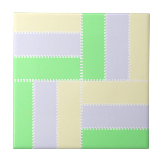 Carreau Pastel Rectangles Lignes en pointillé blanc Motif (Devant)
