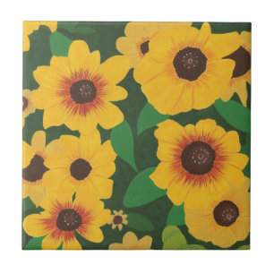 Carreau Patch de tournesol jaune Peinture Trivet