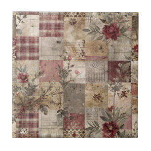 Carreau Patchwork Botanique Rustique Vintage
