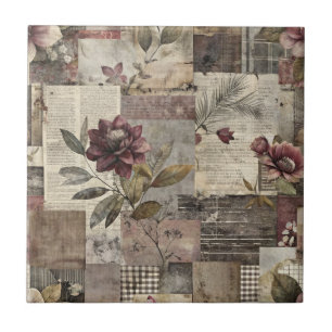 Carreau Patchwork Botanique Rustique Vintage (1)