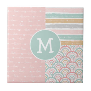 Carreau Patchwork & Coeurs Monogrammes Rainbows Carrelage