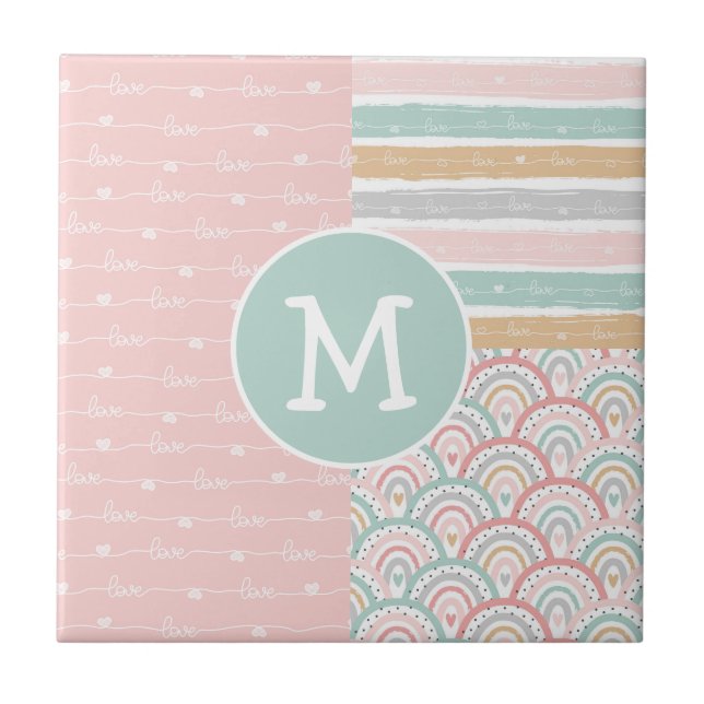 Carreau Patchwork & Coeurs Monogrammes Rainbows Carrelage  (Devant)
