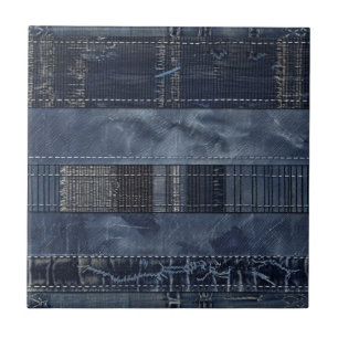 Carreau Patchwork en denim indigo rustique