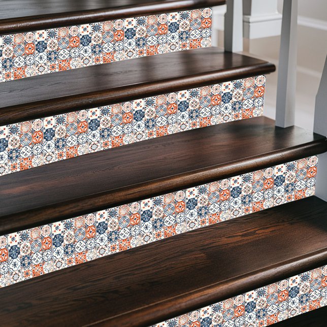 Carreau Patchwork marocain - Boho Blue, Red & Gold (Créateur téléchargé)