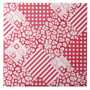 Carreau Patchwork rouge et blanc rustique