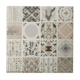 Carreau Patchwork Tourne d'avoine géométrique Vintage feui