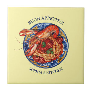Carreau Pâtes de fruits de mer italiens au homard, Maioliq