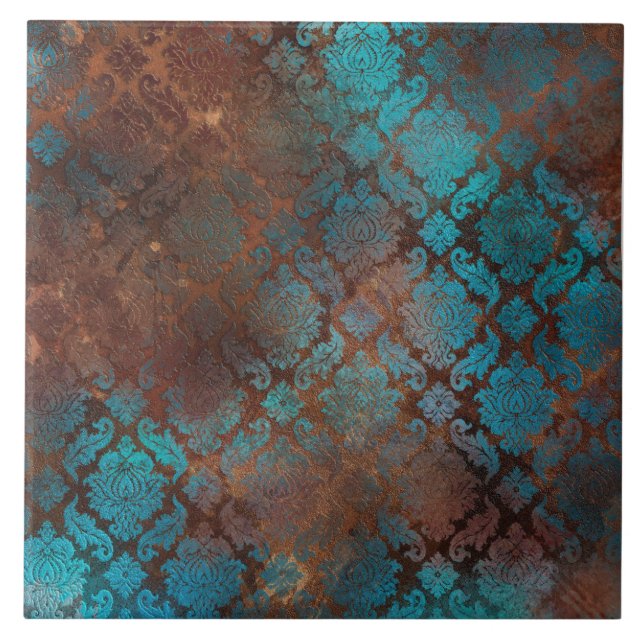 Carreau Patina de cuivre dépoli Damas (Devant)