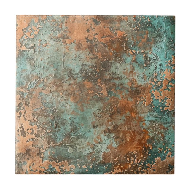 Carreau Patina de cuivre métallique rustique (Devant)