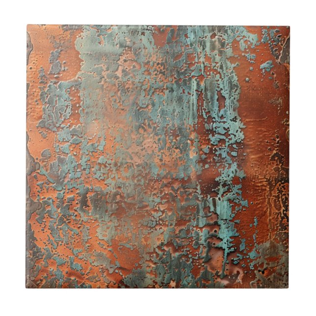 Carreau Patina de cuivre métallique rustique (Devant)