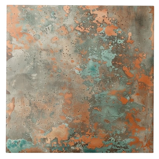 Carreau Patina de cuivre métallique rustique (Devant)