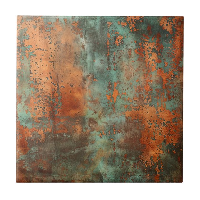 Carreau Patina de cuivre métallique rustique (Devant)