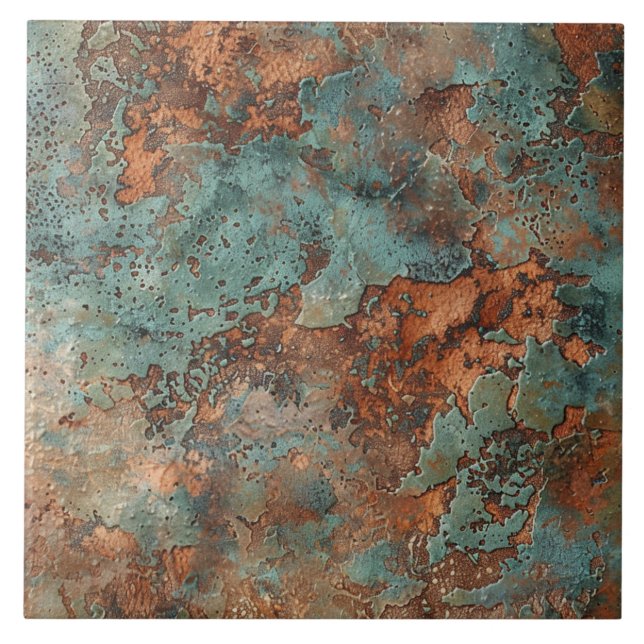Carreau Patina de cuivre métallique rustique (Devant)