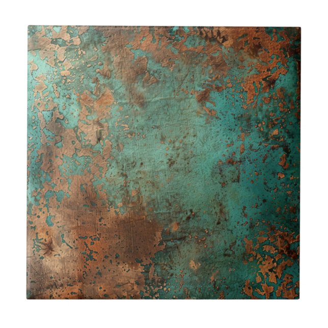 Carreau Patina de cuivre métallique rustique (Devant)