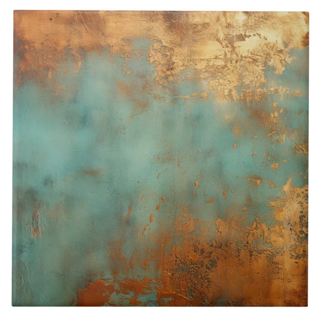 Carreau Patina de cuivre métallique rustique (Devant)