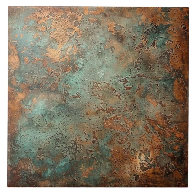 Carreau Patina de cuivre métallique rustique (Devant)
